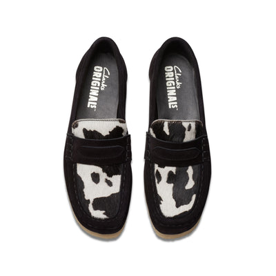 [26175837] WOMENS CLARKS WALLABEE LOAFER COW PRINT HAIRON