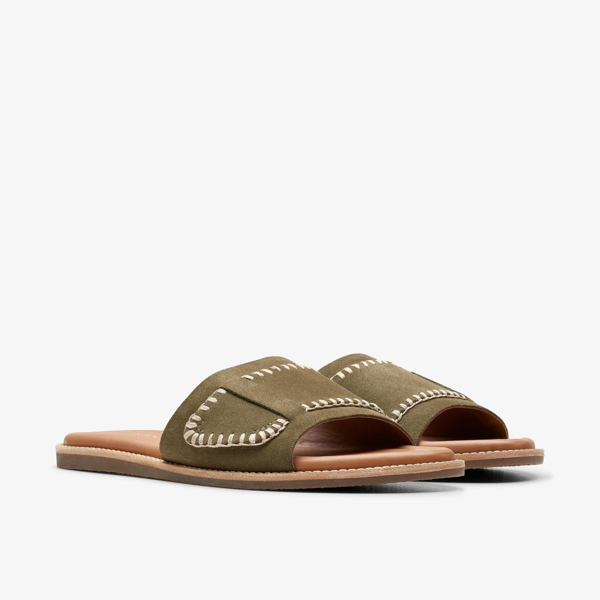 Clarks Maritime Mule Women's Olive Suede 26176401 — sole view