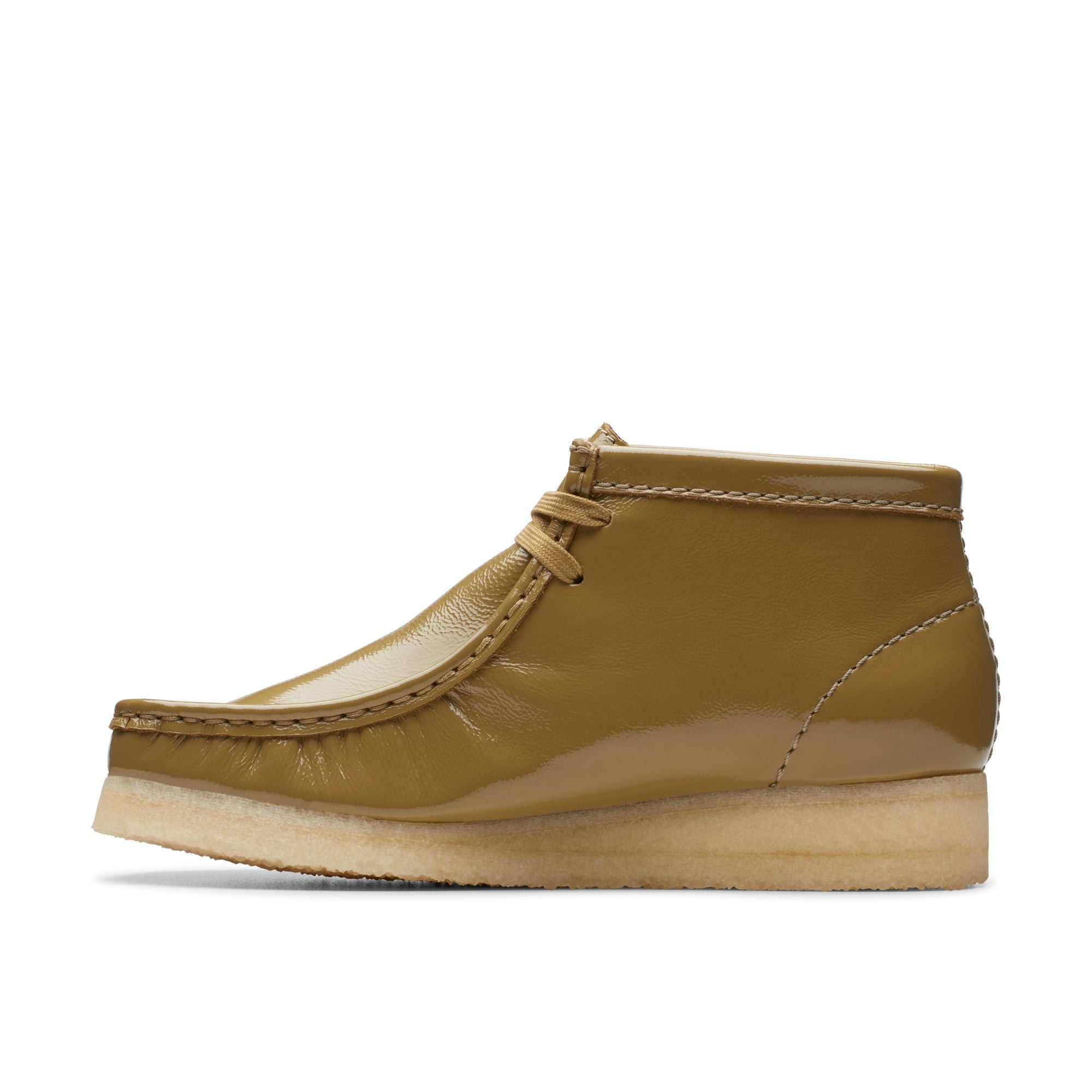 [26176554] WOMENS CLARKS WALLABEE BOOT DARK OLIVE PAT