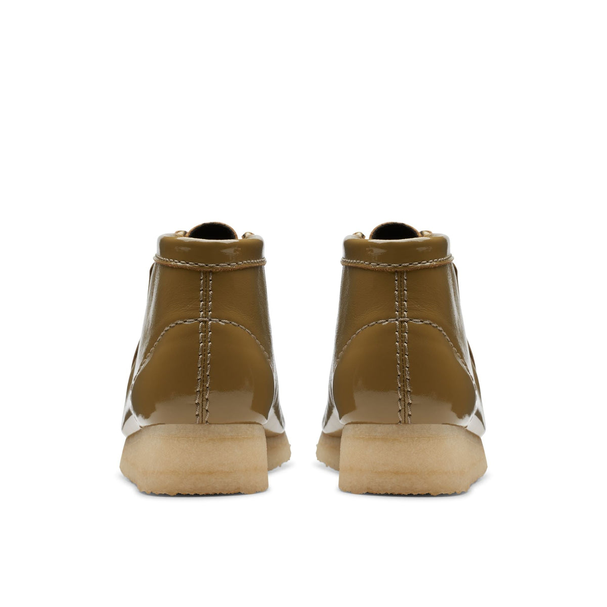 Clarks Originals Wallabee Boot Women's Dark Olive Patent Leather 26176554 — detail view