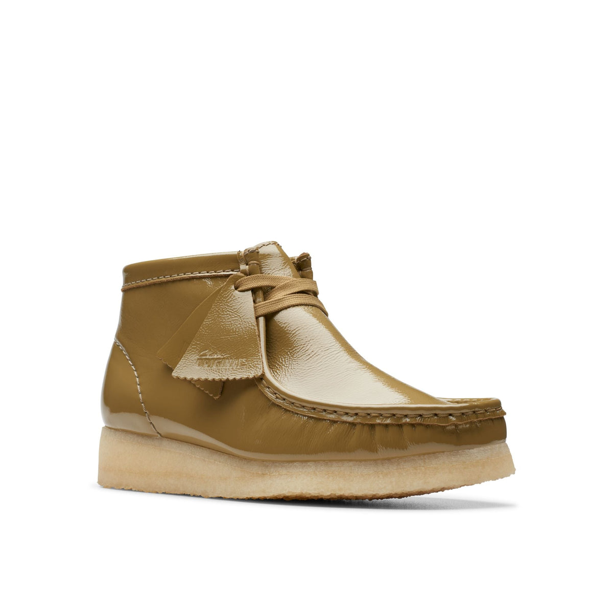 Clarks Originals Wallabee Boot Women's Dark Olive Patent Leather 26176554 — product view 7