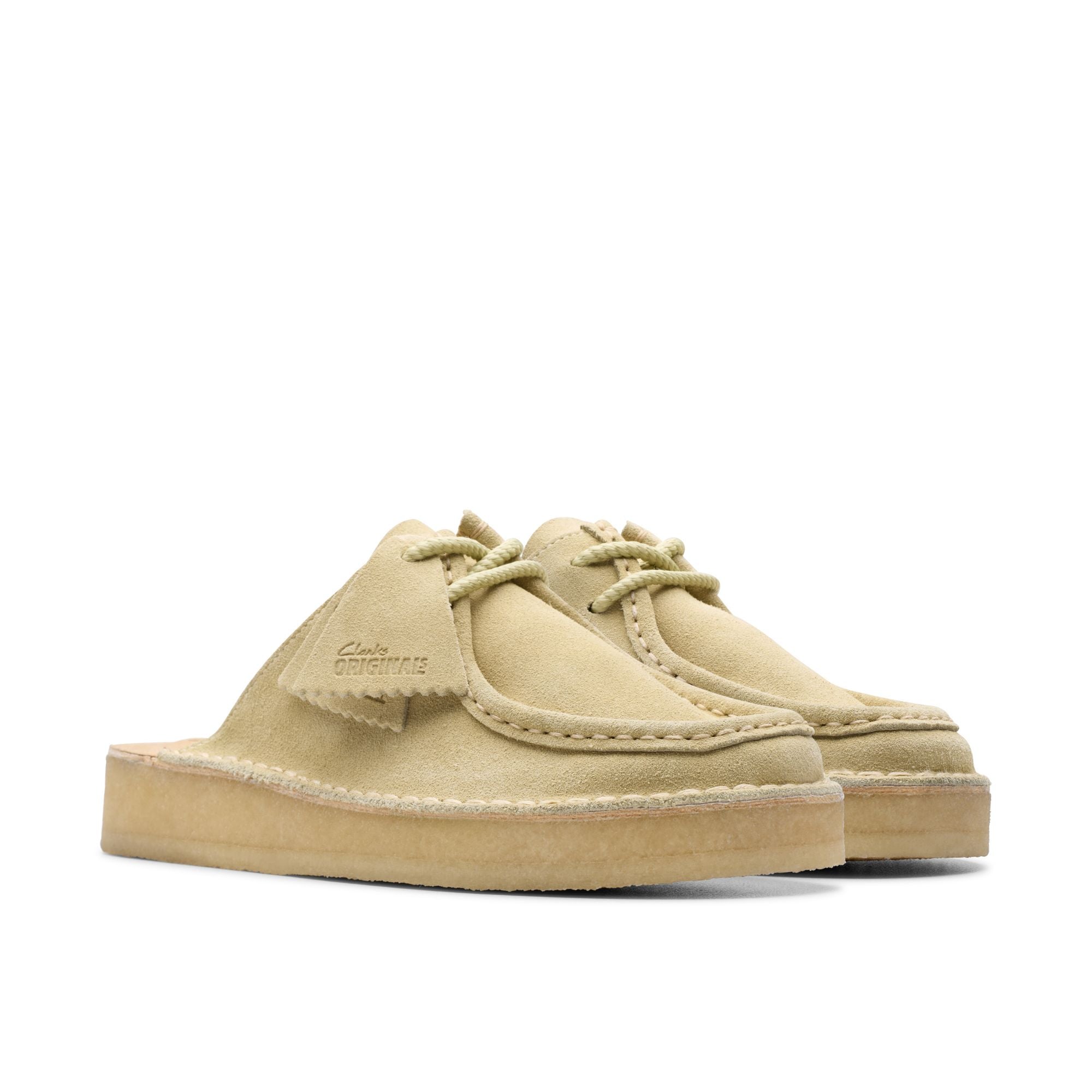 [26176555] WOMENS CLARKS DESERT NOMAD MULE MAPLE SUEDE