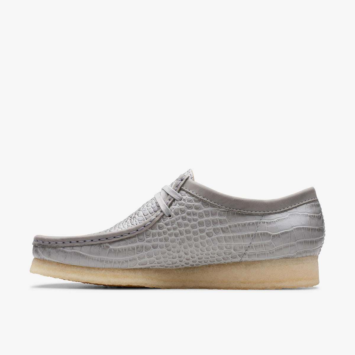 Clarks Originals Wallabee Men's Grey Croc-Embossed Leather 26176573 — side view