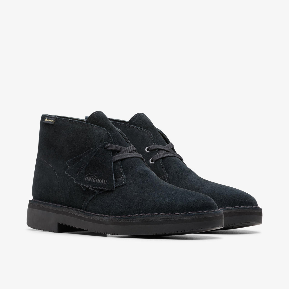 Clarks Originals Desert Boot GTX Men's Black Suede 26177857 — sole view