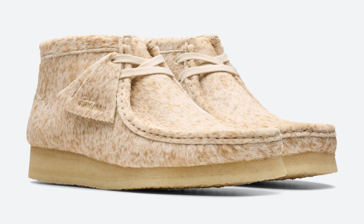 Clarks Originals Wallabee Boot Speckled Hair On Women's Speckled Hair-On Hide 26177866 — rear view