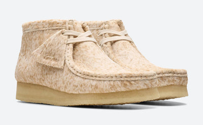 Clarks Originals Wallabee Boot Speckled Hair On Women's Speckled Hair-On Hide 26177866 — rear view