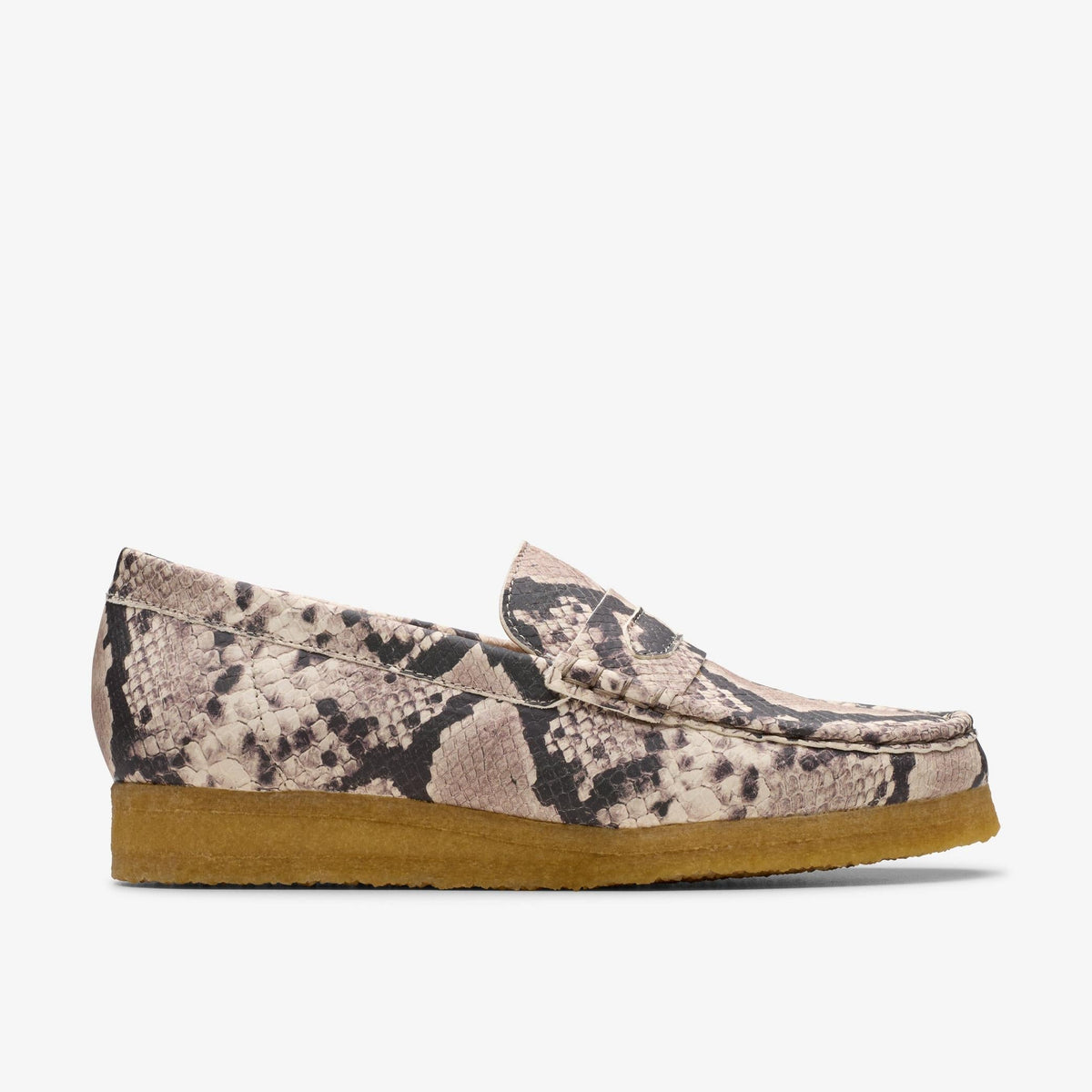 Clarks Originals Wallabee Loafer Women's Grey Snake Leather 26178222