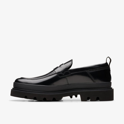 Clarks Badell Easy Men's Black Hi-Shine Leather 26178482 — side view