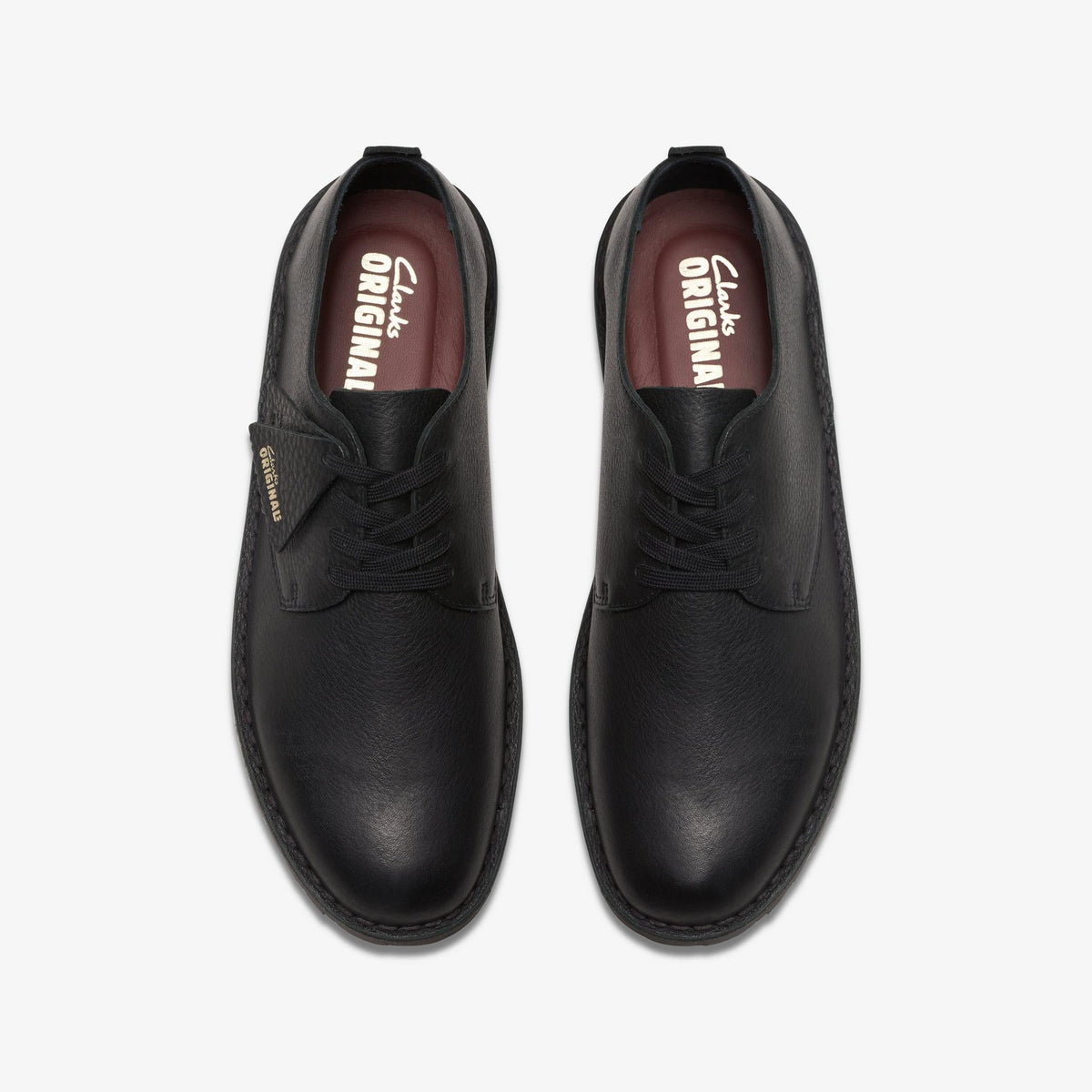 Clarks Originals Desert Rock Lo Men's Black Leather 26179178 — top view