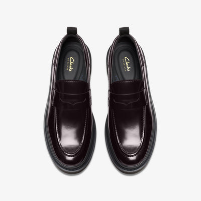 Clarks Badell Easy Men's Dark Burgundy Leather 26179235 — top view