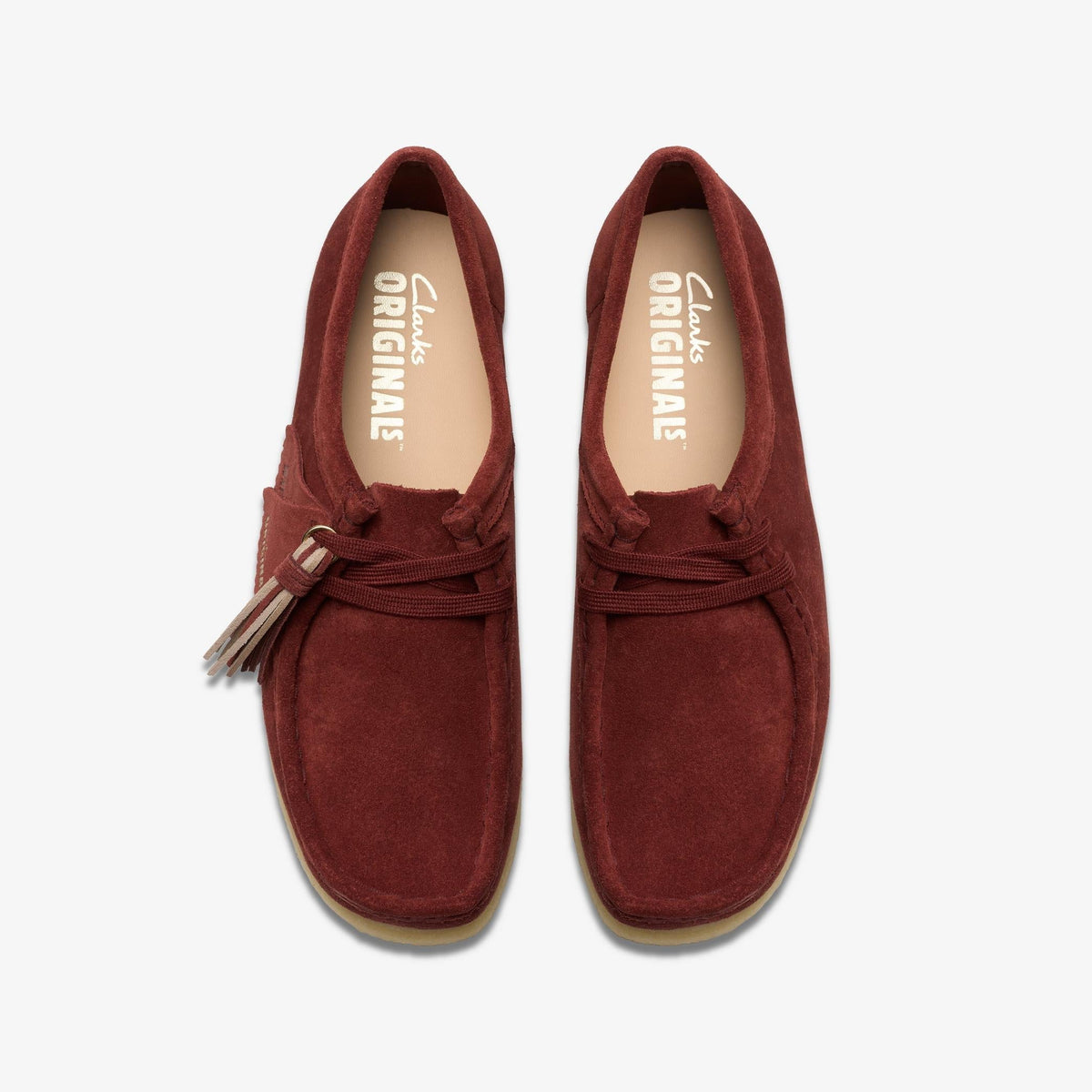 Clarks Originals Wallabee Women's Deep Red Suede 26179317 — top view