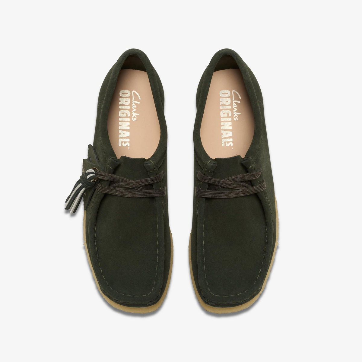 Clarks Originals Wallabee Women's Forest Green Suede 26179318 — top view