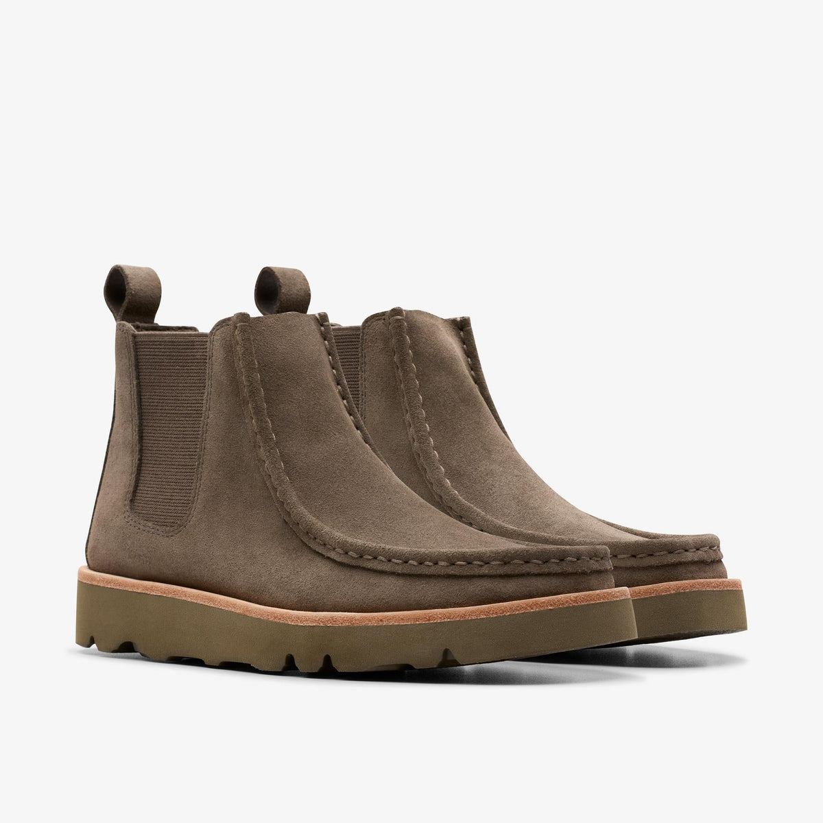 Clarks Originals Wallabee Chelsea Women's Mole Grey Suede 26179327 — sole view