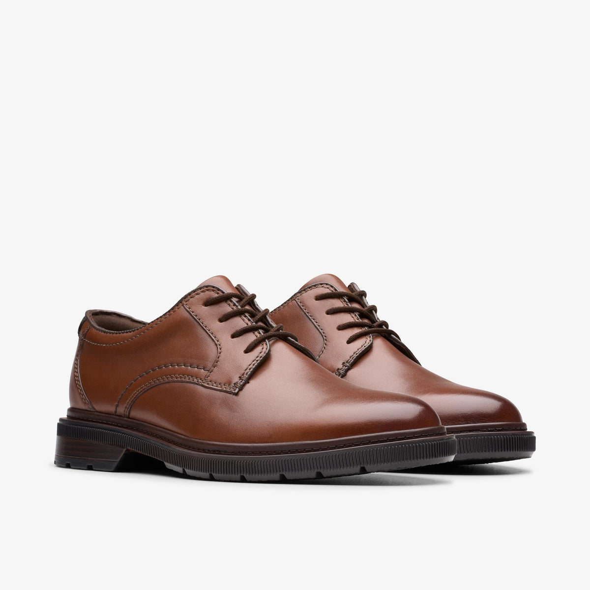 Clarks Burchill Derby Men's Dark Tan Leather 26179395 — sole view
