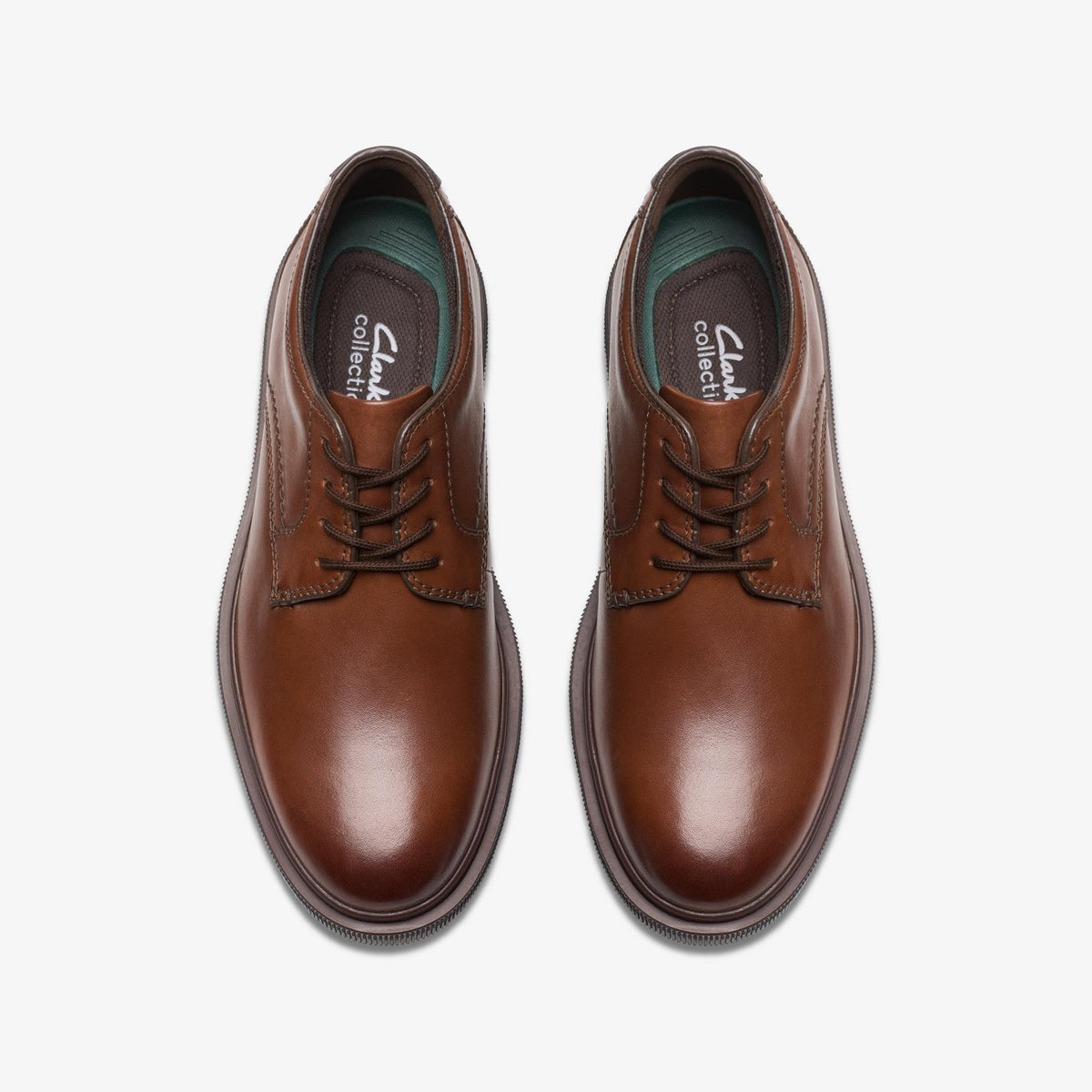 Clarks Burchill Derby Men's Dark Tan Leather 26179395 — top view