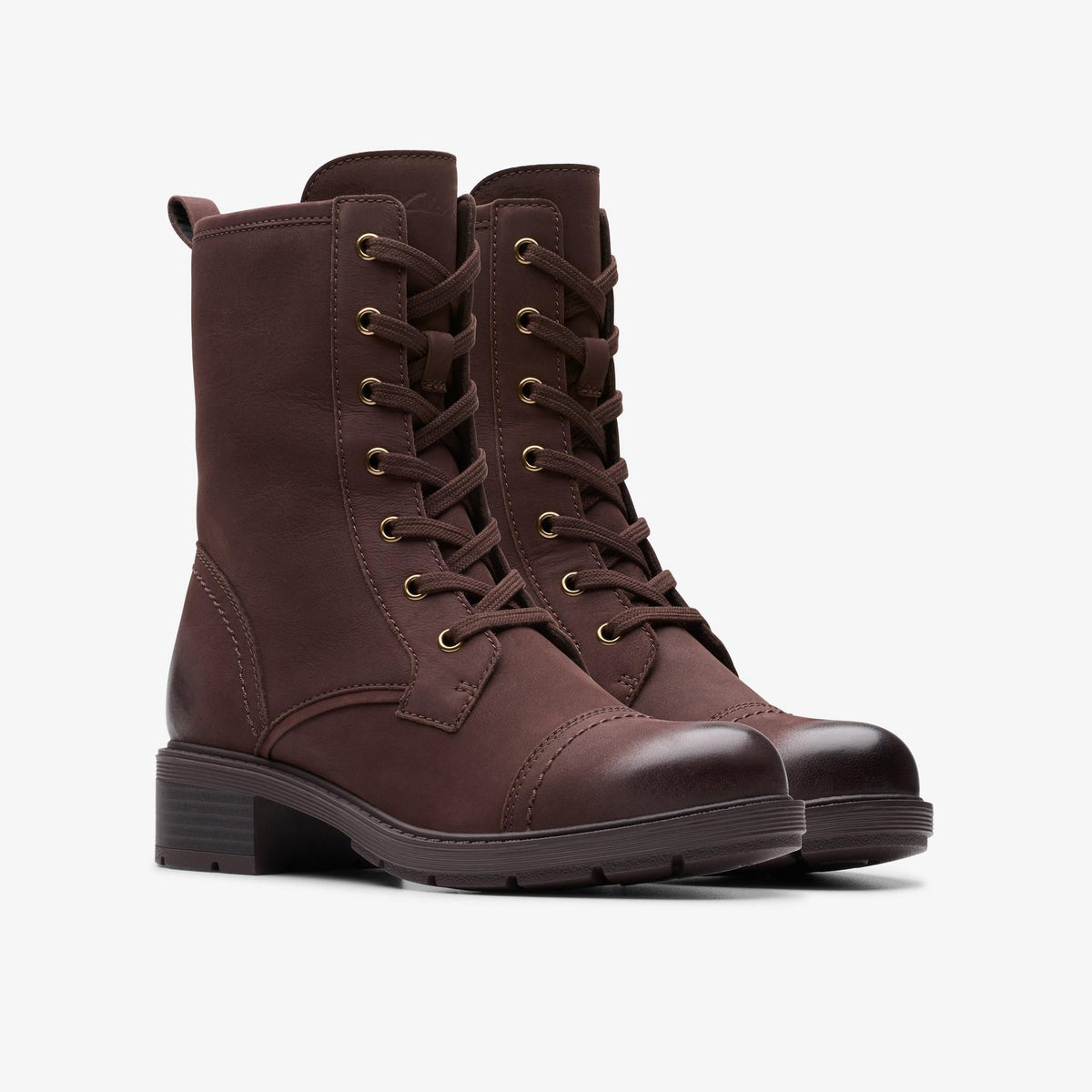 Clarks Hearth Maye Boot Women's Dark Brown , Nubuck 26179618 — sole view