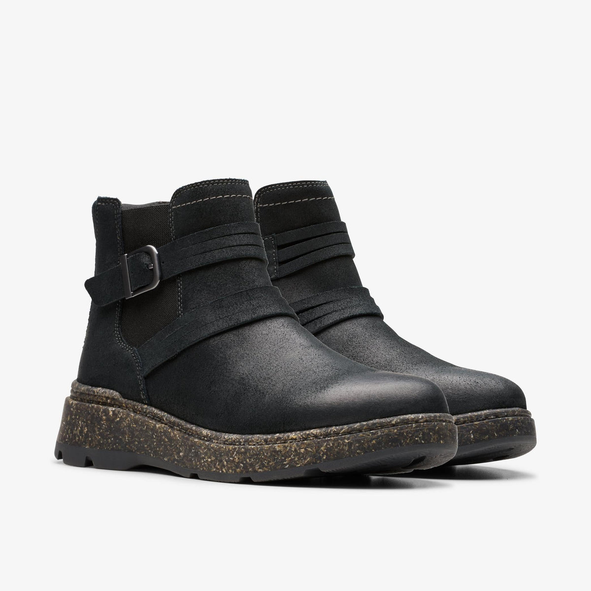 Clarks Noralyn Strap Women's Black Suede 26180099 — sole view
