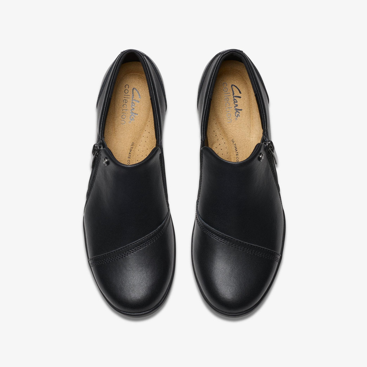 Clarks Suttyn Zip Women's Black Leather 26180145 — top view