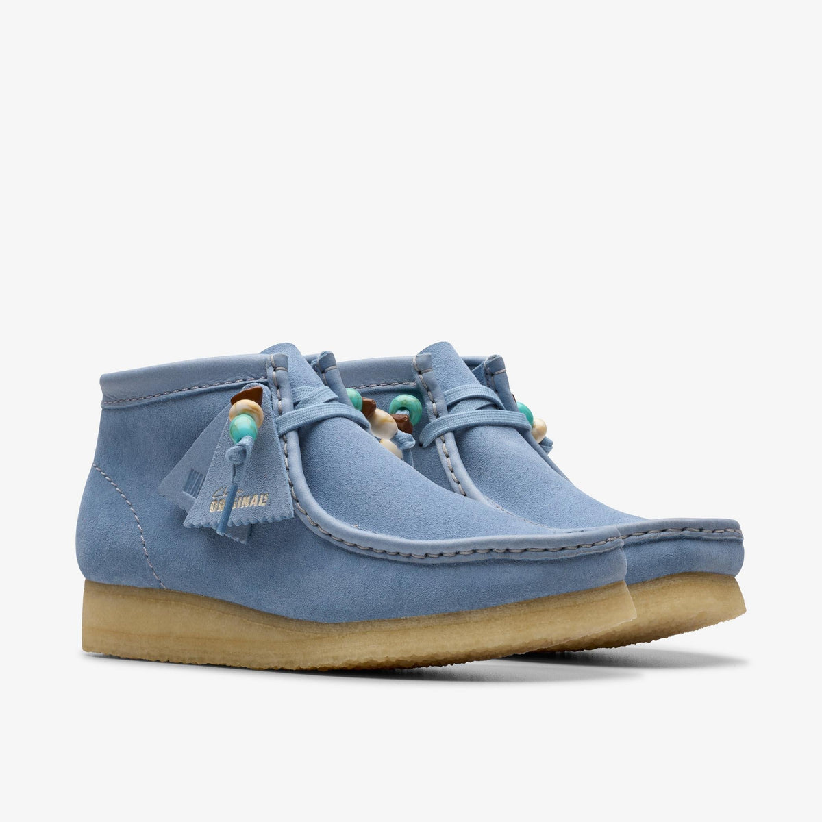Clarks Originals Wallabee Boot Women's Powder Blue Suede 26180162 — sole view