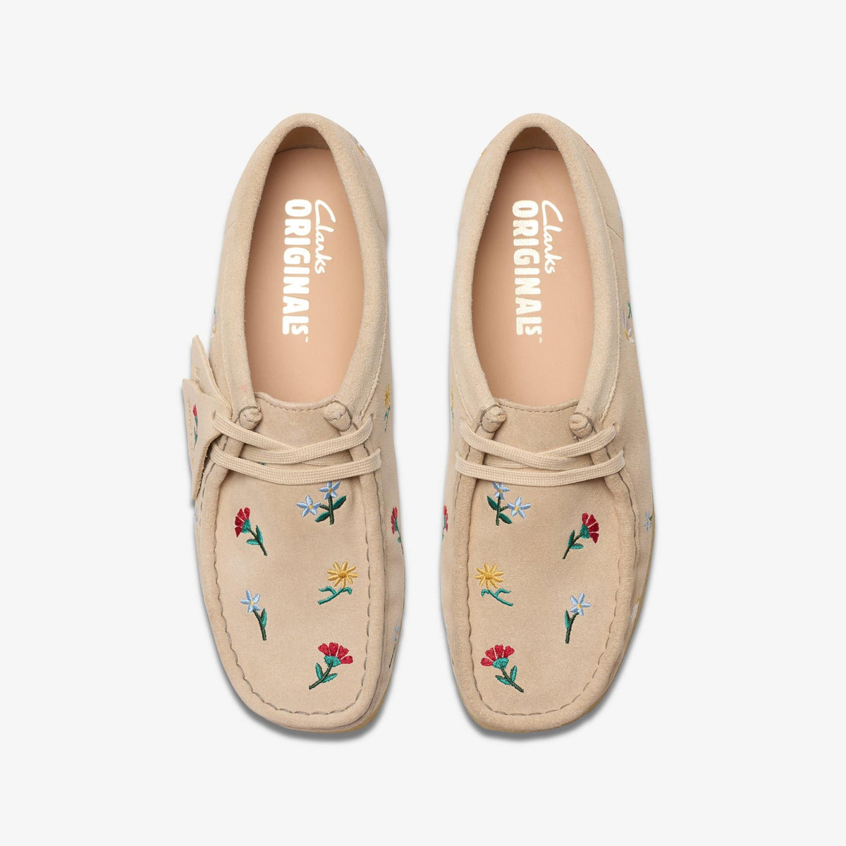 Clarks Originals Wallabee Women's Taupe Embroidery Suede 26180171 — top view