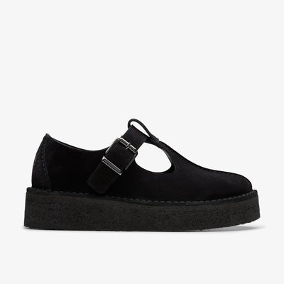 Clarks Originals Trekwedge T-Bar Women's Black Suede 26180222