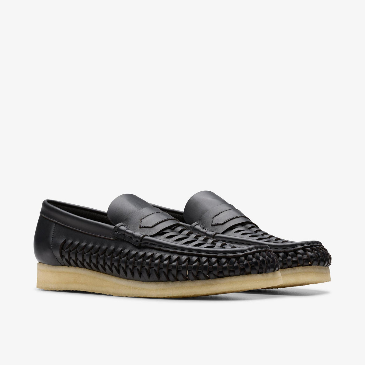 Clarks Originals Wallabee Penny Weave Men's Black Leather 26180229 — sole view
