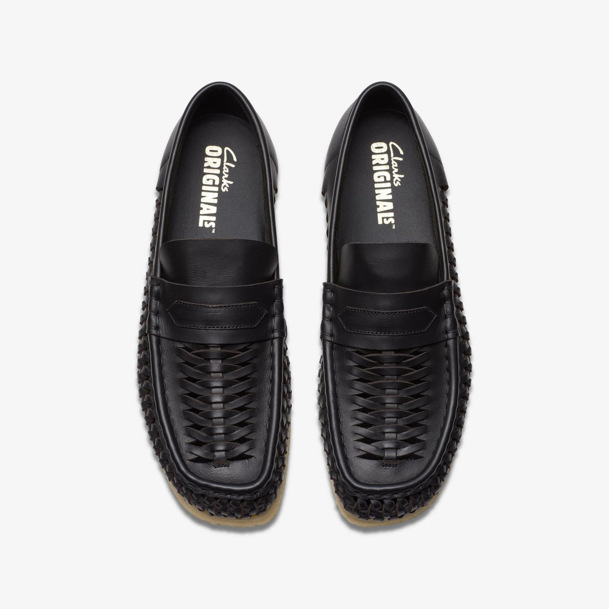Clarks Originals Wallabee Penny Weave Men's Black Leather 26180229 — top view