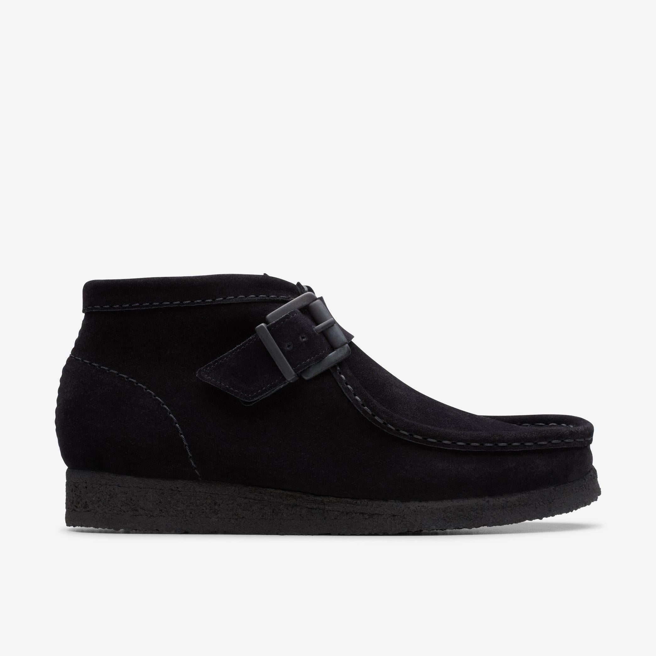 Clarks Wallabt Buckle Women's Black Suede Shoes