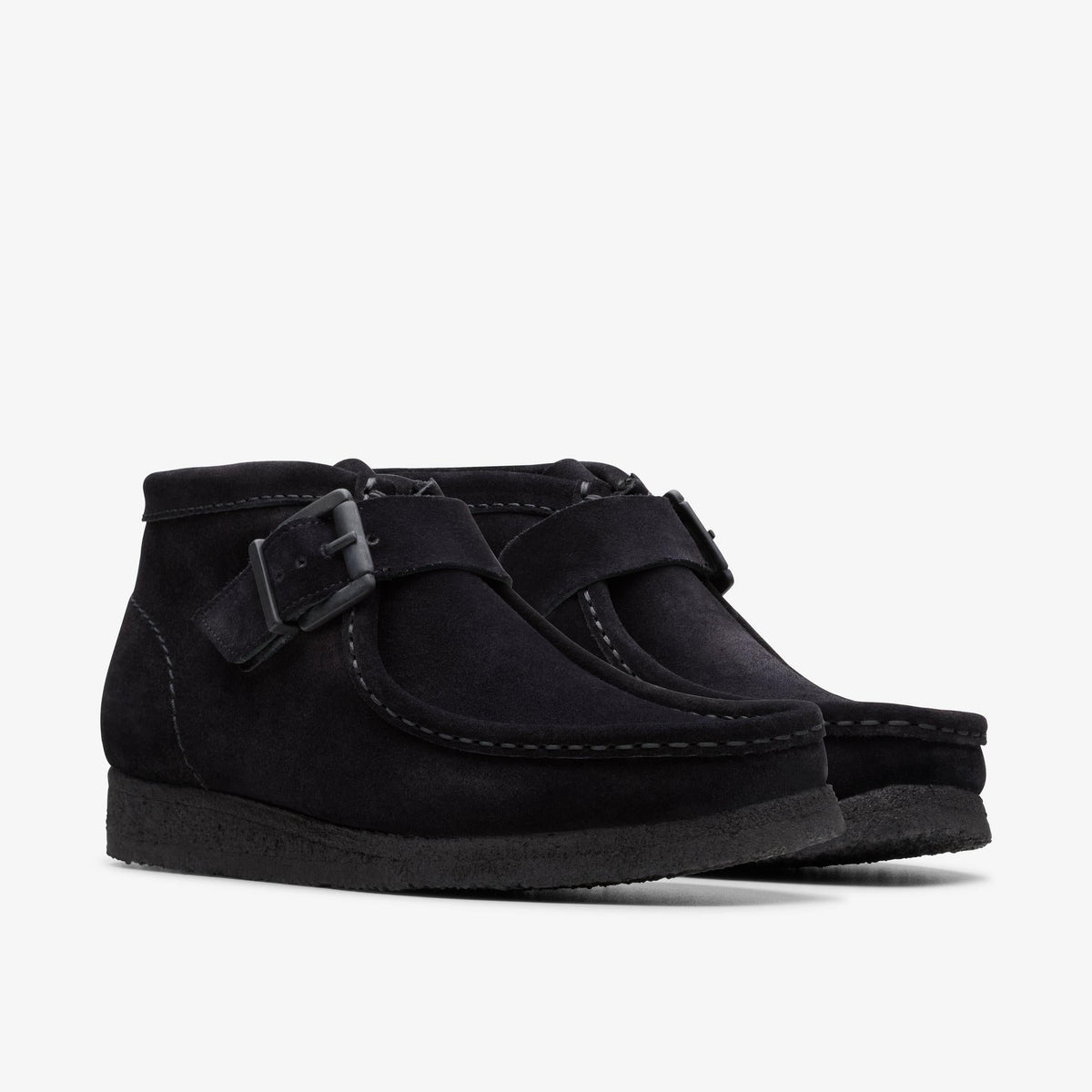 Clarks Originals Wallabee Buckle Women's Black Suede 26180293 — sole view
