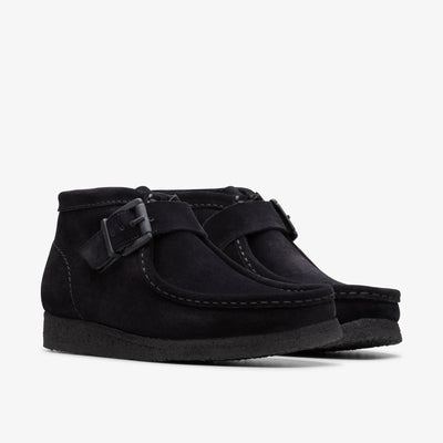 Clarks Wallabt Buckle Women's Black Suede Shoes