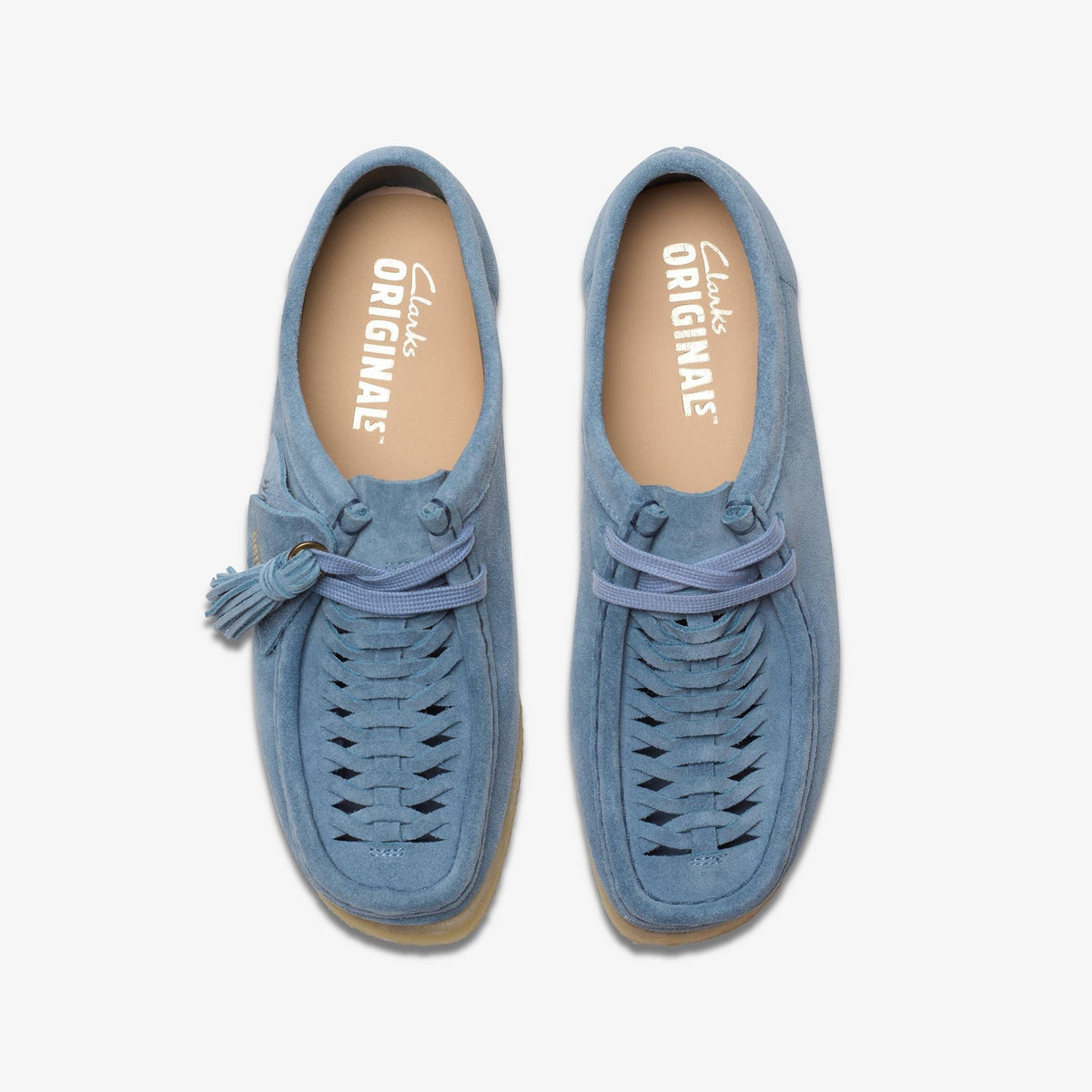 Clarks Originals Wallabee Weave Women's Powder Blue Suede 26180614 — top view
