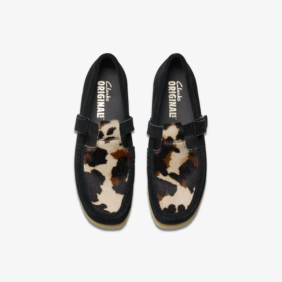 Clarks Originals Wallabee T-Bar Women's Black Interest Suede 26180686 — top view