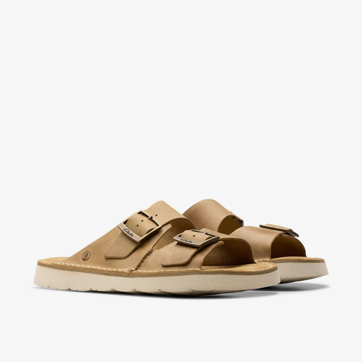 Clarks Solsbury Strap Men's Dark Sand Leather 26180884 — sole view