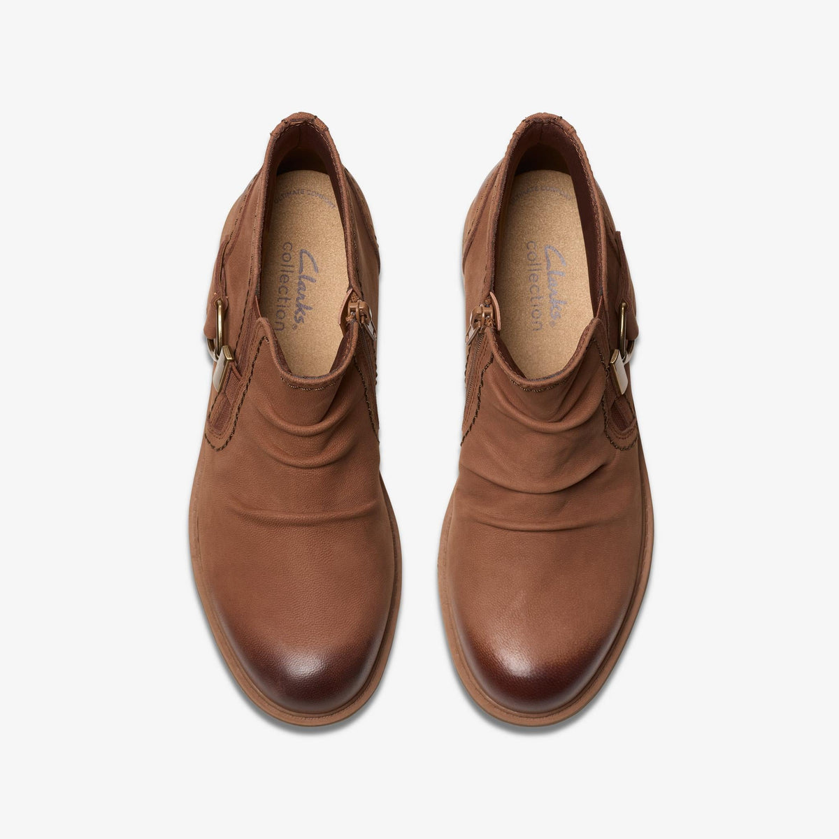 Clarks Hearth Clara Women's Tan Nubuck 26181005 — top view