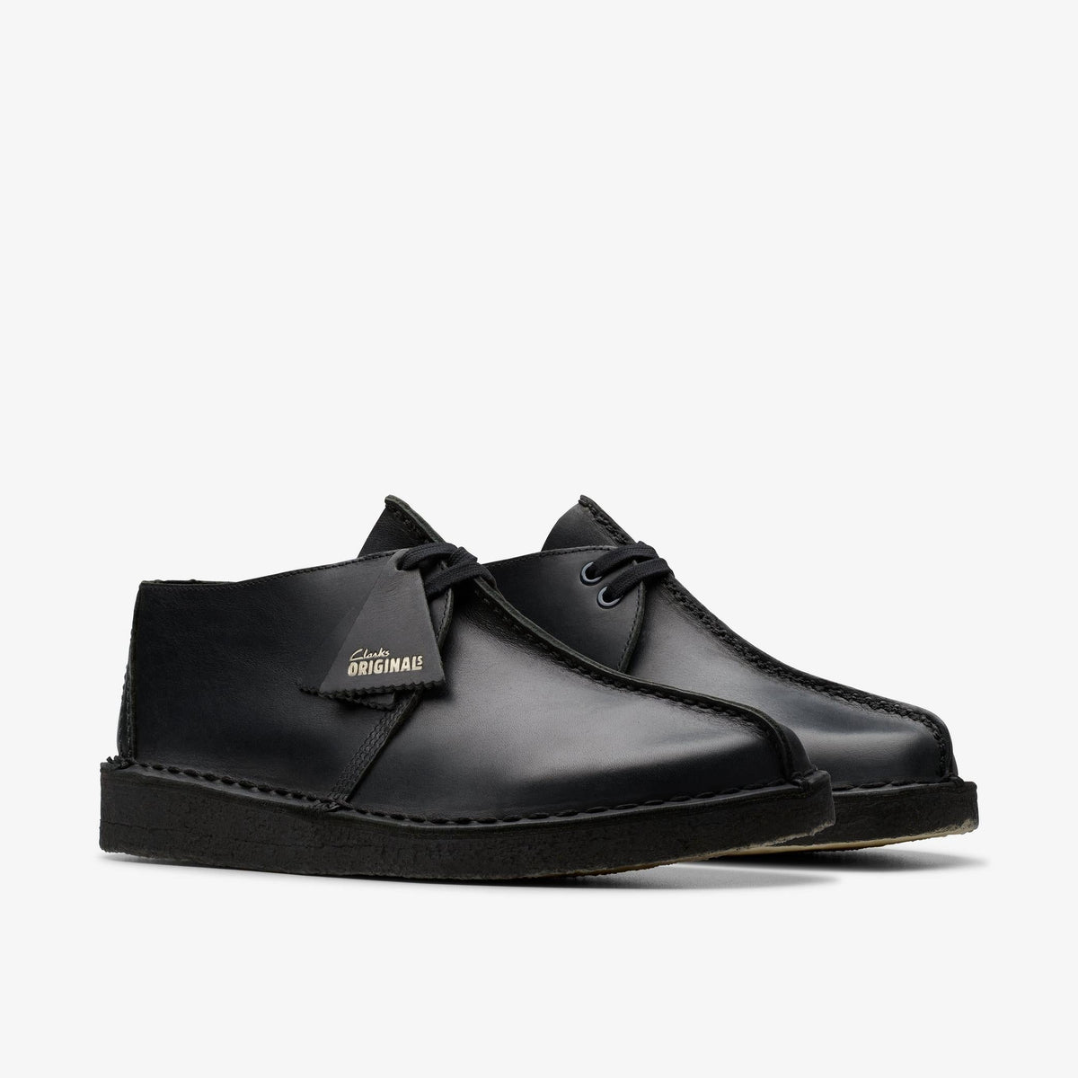 Clarks Originals Desert Trek Men's Black Smooth Leather 26181135 — sole view