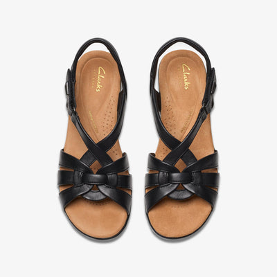 Clarks Tuleah Cross Women's Black Leather 26181466 — top view