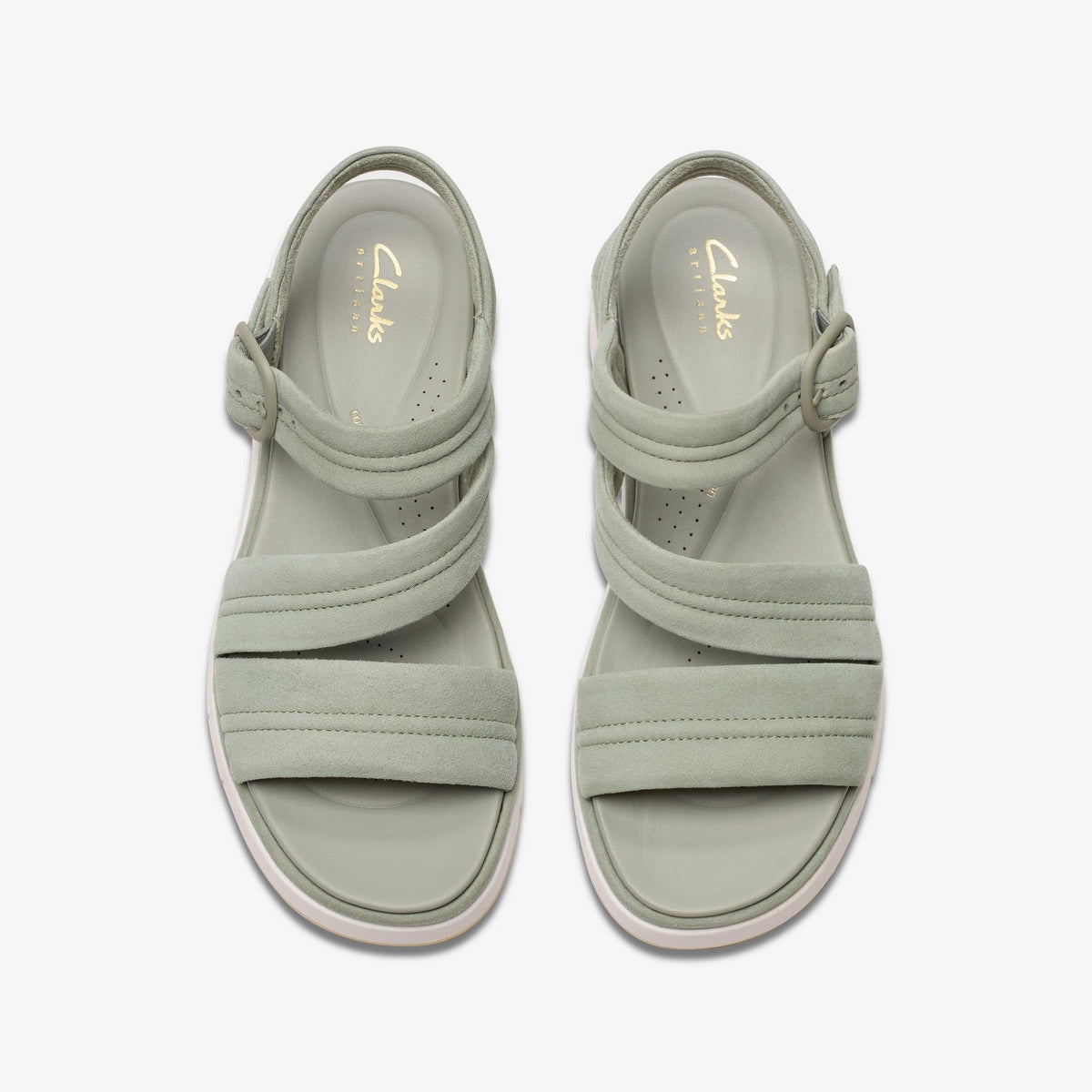Clarks Tuscan Strap Women's Light Green Suede 26181474 — top view