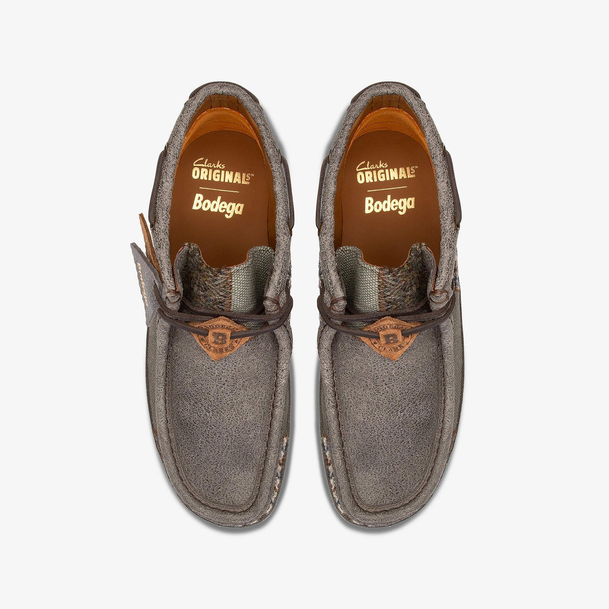 Clarks Originals x Bodega Wallabee Boot Patchwork Men's Grey Combi 26181501 — top view