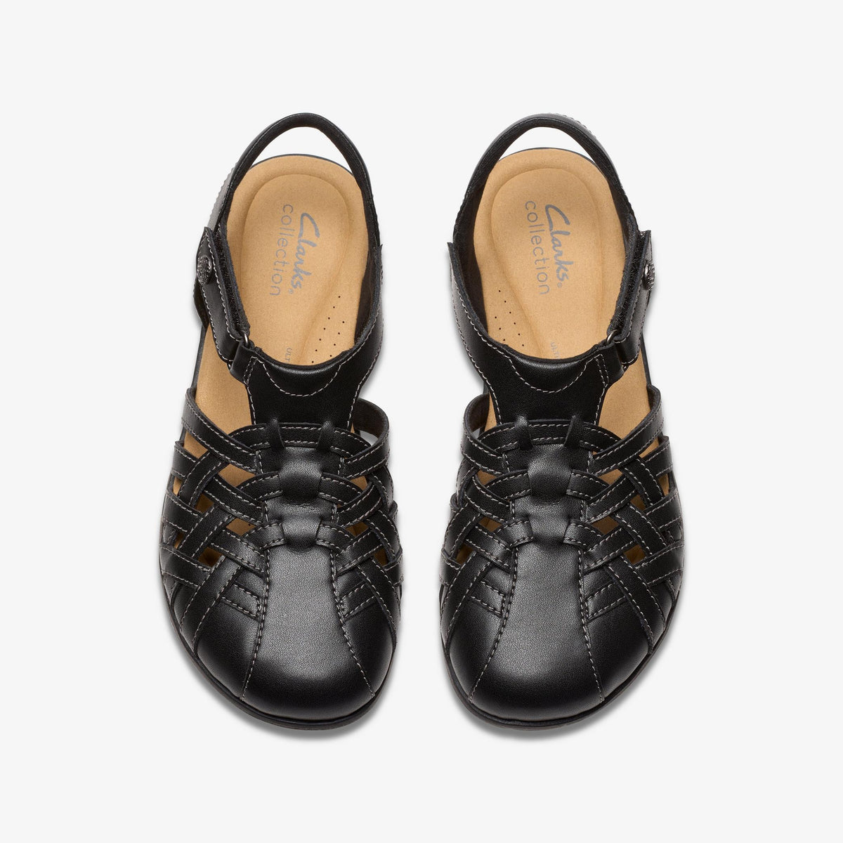 Clarks Elizabelle Mia Sandal Women's Balck Leather 26181905 — top view