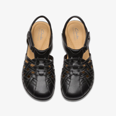 Clarks Elizabelle Mia Sandal Women's Balck Leather 26181905 — top view