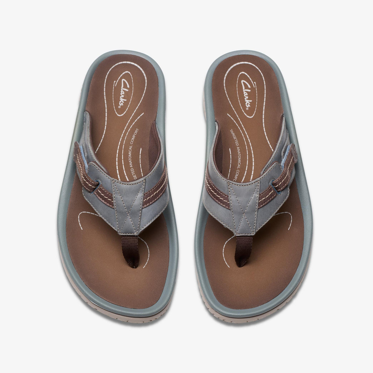 Clarks Wesley Sun Men's Light Blue Leather 26181914 — top view