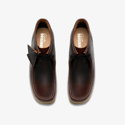 Clarks Originals Wallabee Boot Men's Dark Tan Combination Leather 26182763 — top view