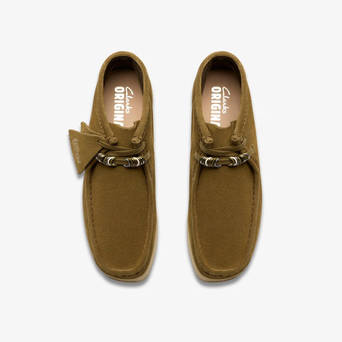 Clarks Originals Wallabee Boot Women's Green Suede 26182801 — top view