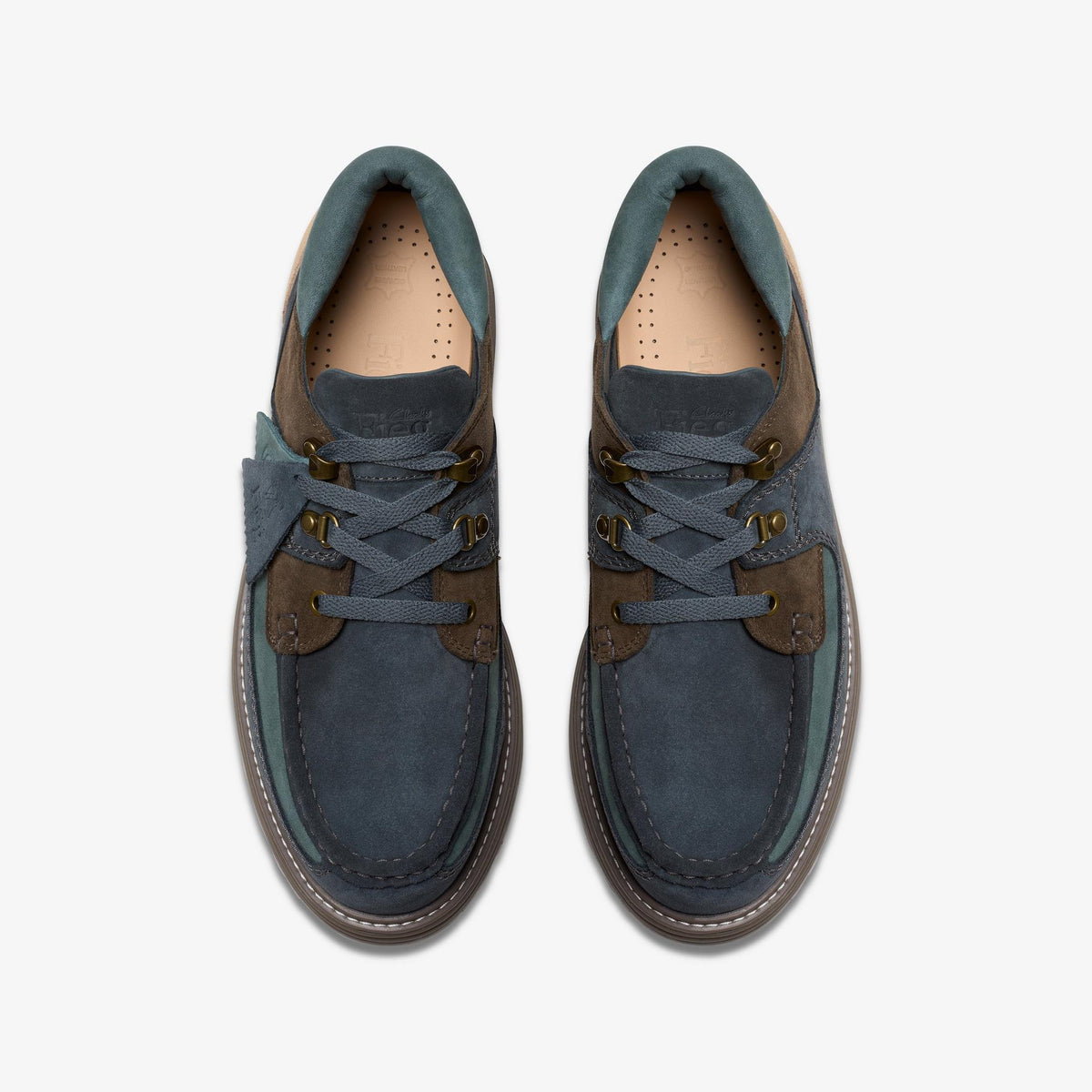 Clarks Originals x Ronnie Fieg 8th Street Sunderland Men's Dark Teal Combi 26183621 — top view