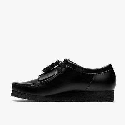 Clarks Originals Wallabee Men's Black Hi Shine Leather 26183780 — side view