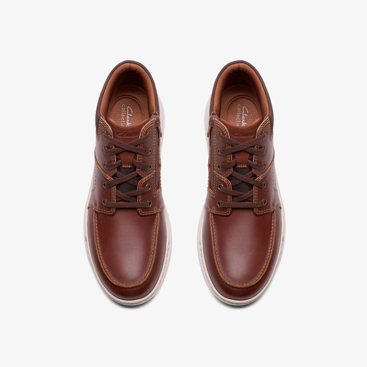 Clarks Craft Well Mid Men's Dark Tan Leather 26184707 — top view
