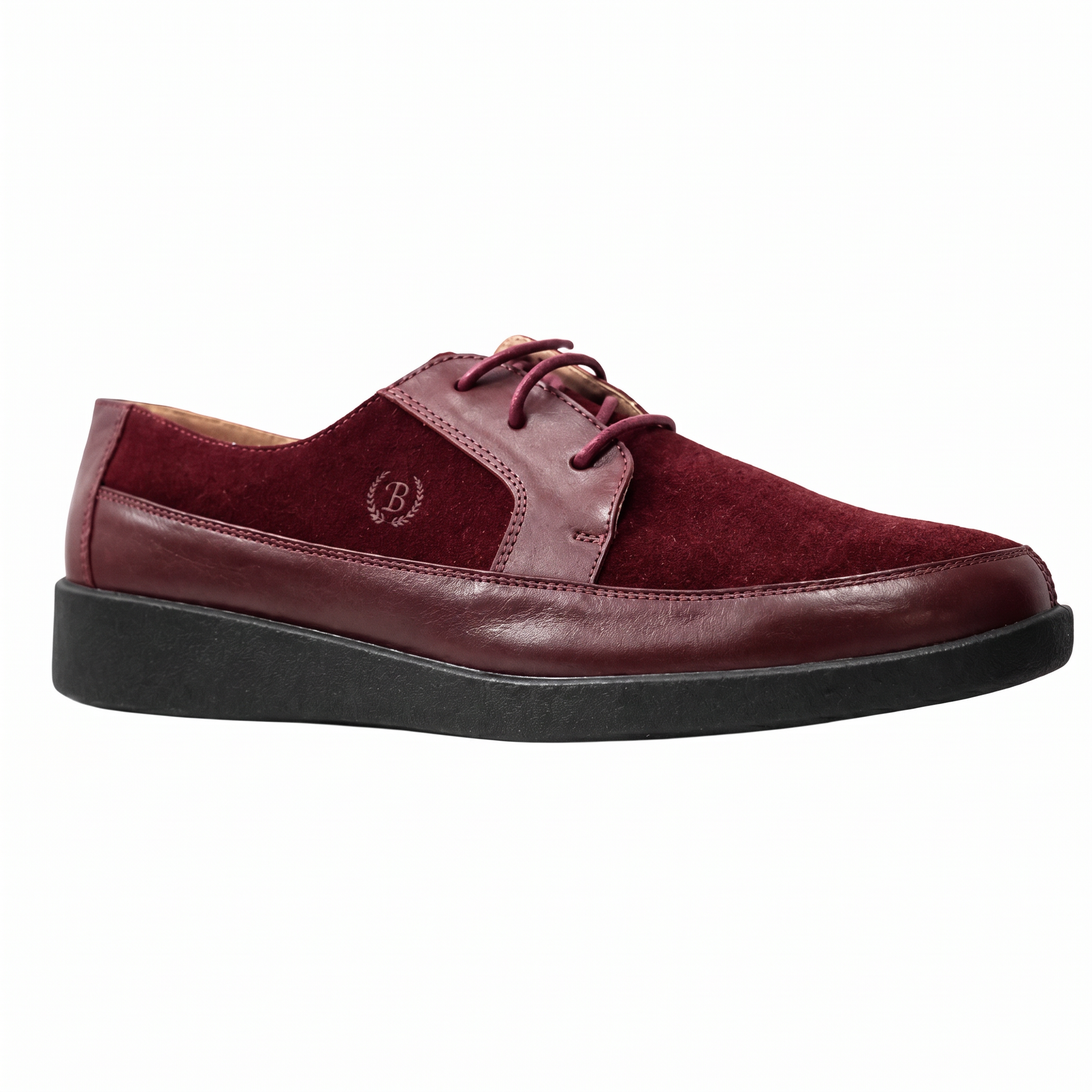 Johnny Famous Bally Style Park West Men’s Burgundy Leather and Suede Low Tops