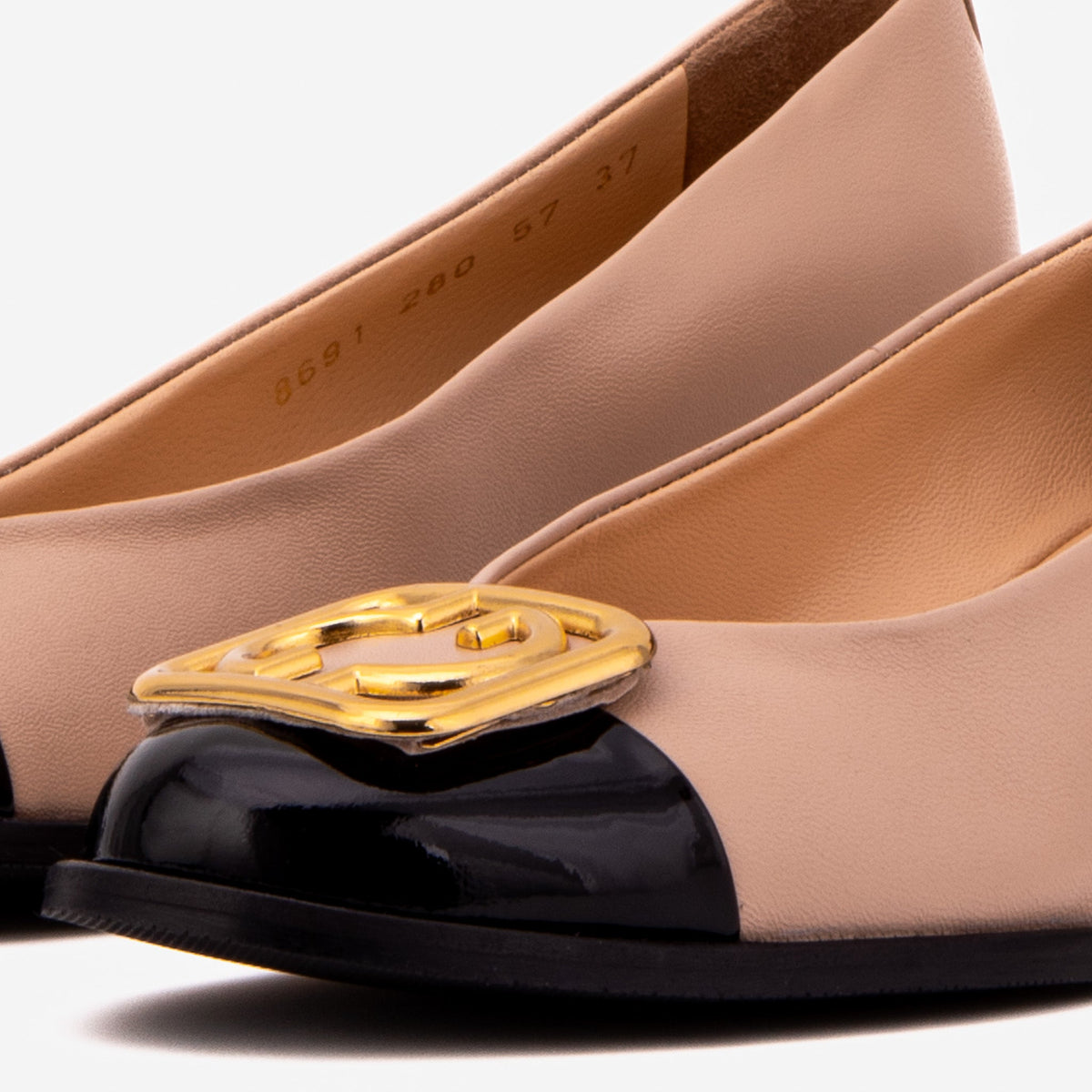 Vinci Leather The Selene Beige & Black Leather Wedge Heel Women Shoe – product view 3