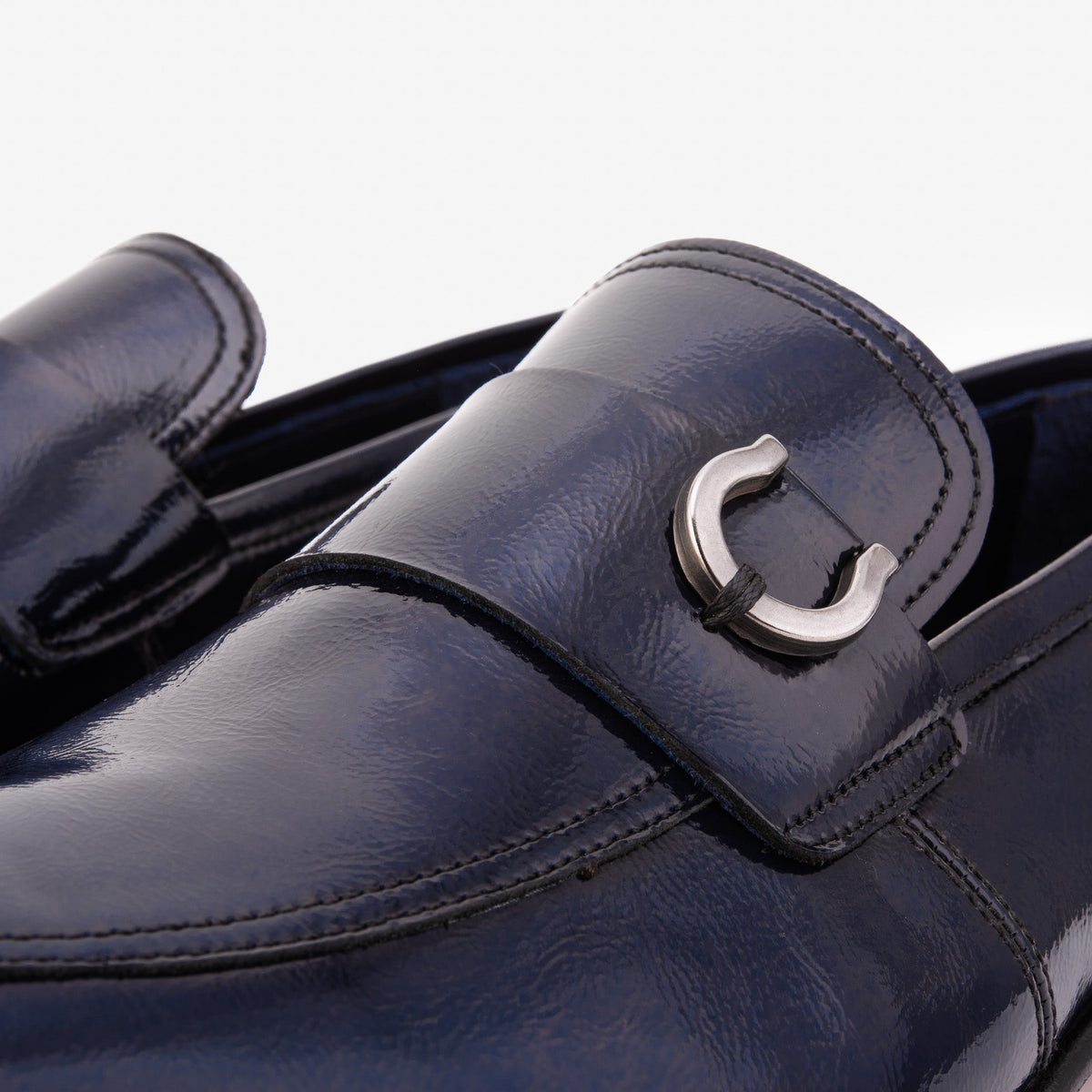 Vinci Leather The Blackwell Navy Patent Bit Loafer Men Shoe – product view 3