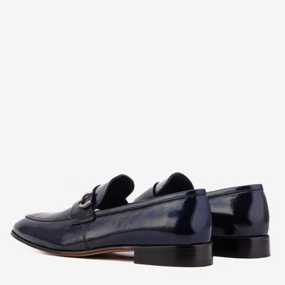 Vinci Leather The Blackwell Navy Patent Bit Loafer Men Shoe – product view 4